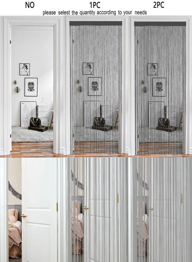 HSYLYM Spaghetti String Curtains for Doorways Privacy Door Frame Tassel Hippy Wall Kitchen Hallway Boho Fringe Curtain Hanging Door Room Dividers Decor 1 Panel（39×79in/100×200cm,Grey） - Image 3